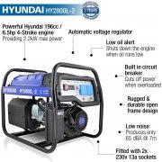 Hyundai HY2800L-2 -  2.2kW / 2.75kVA Open Frame Petrol Generator